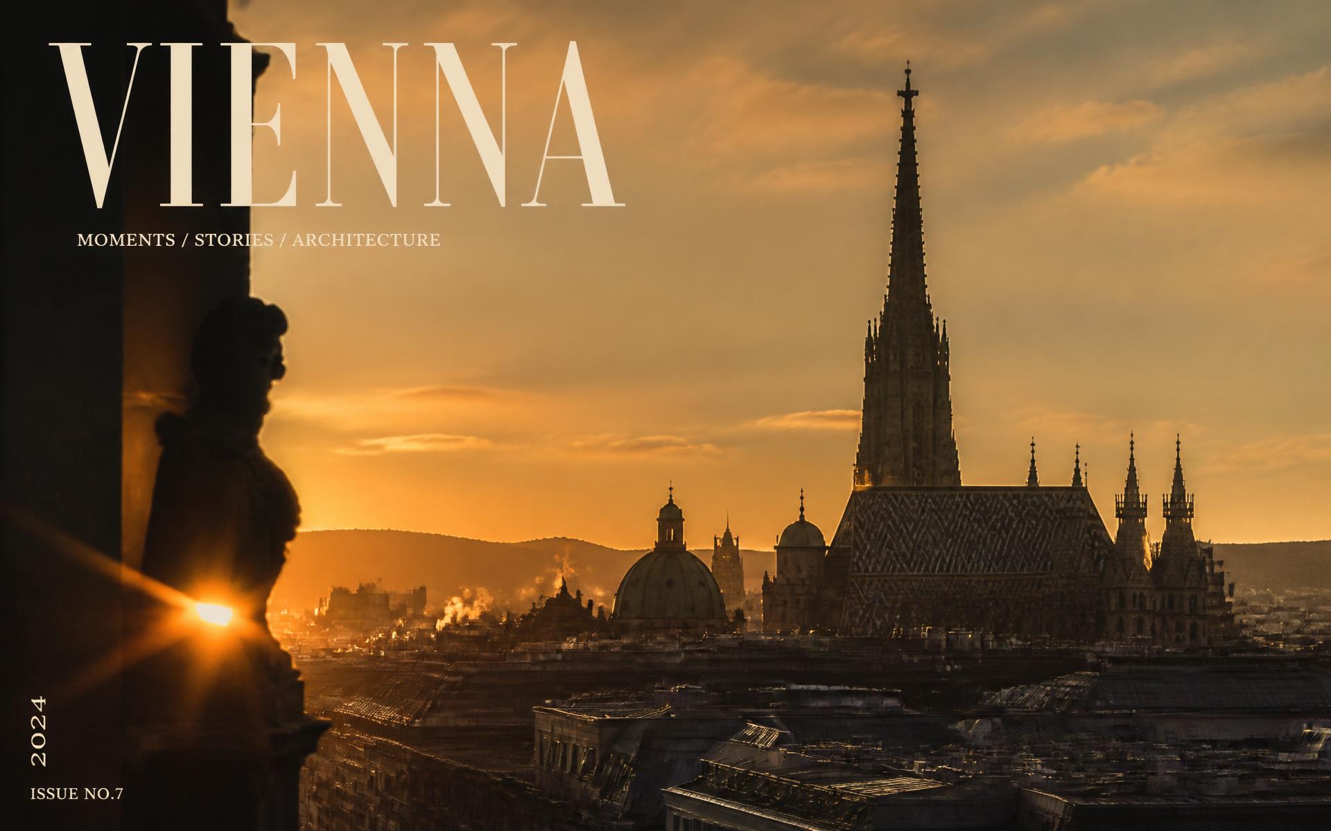 Sonnenuntergang über Wien mit Stephansdom